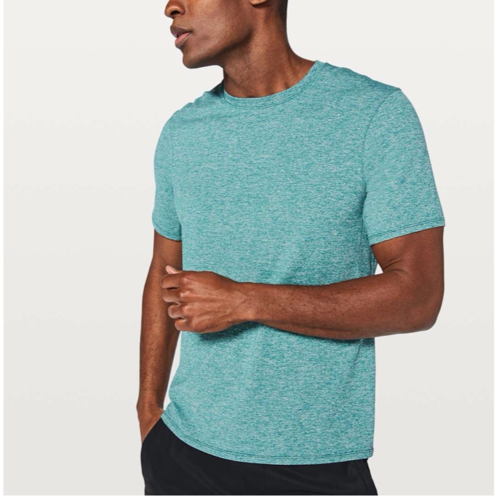 Lululemon Drysense Mesh Short Sleeve Heathered Laguna Blue Teal Mens Medium